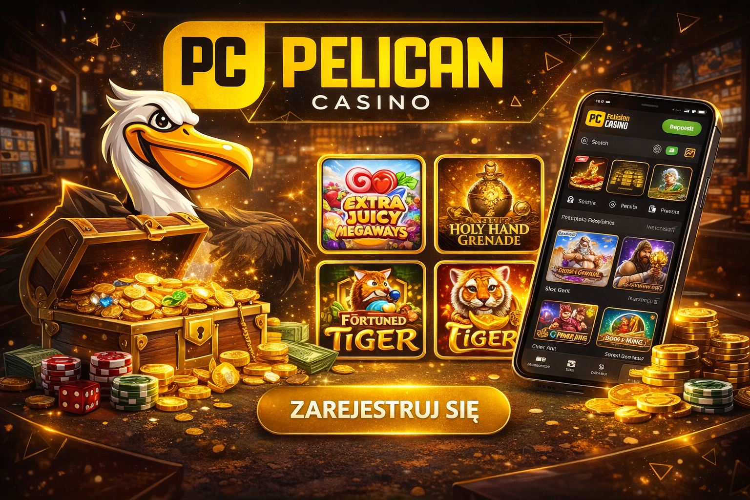 Widok mobilnego dostępu do Pelican Casino bez osobnej aplikacji na telefon